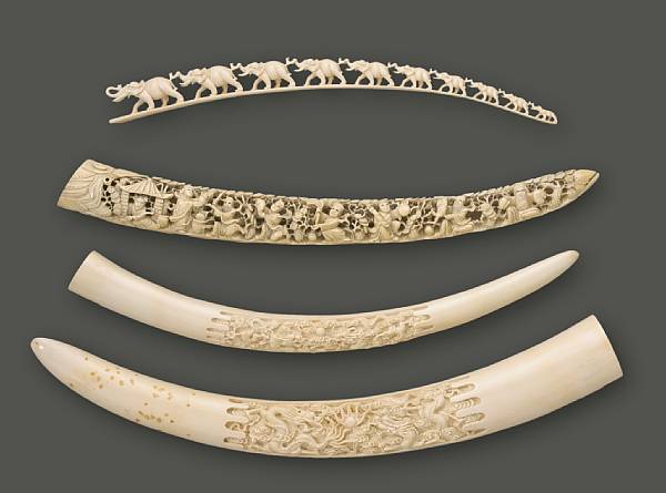 Appraisal: A reticulated ivory elephant bridge th Century Featuring ten elephants