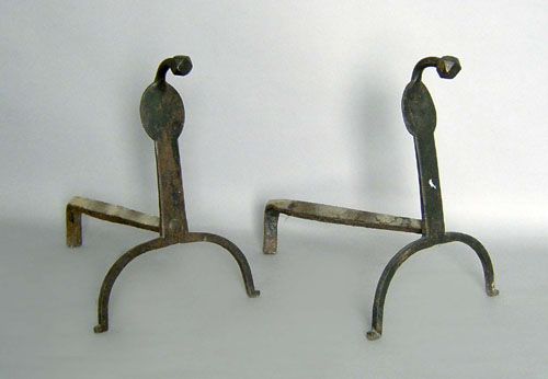 Appraisal: Two pair of cast iron andirons th c h together