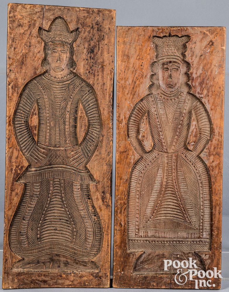 Appraisal: Two Dutch carved cakeboards th c of a king and