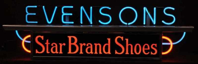 Appraisal: Evensons Can Neon Sign Description s Metal can with blue