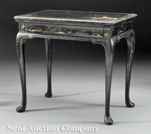 Appraisal: An English Chinoiserie-Decorated Side Table th c the shaped top