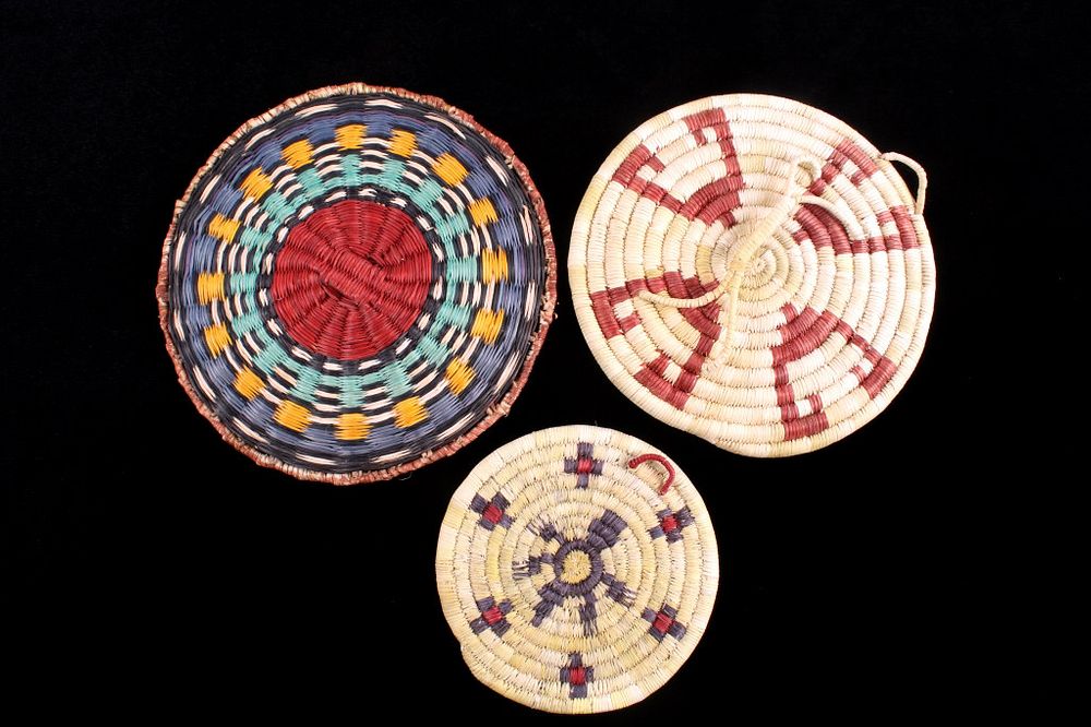 Appraisal: Hopi Indian Coil Plaque Wedding Basket Collection For your consideration