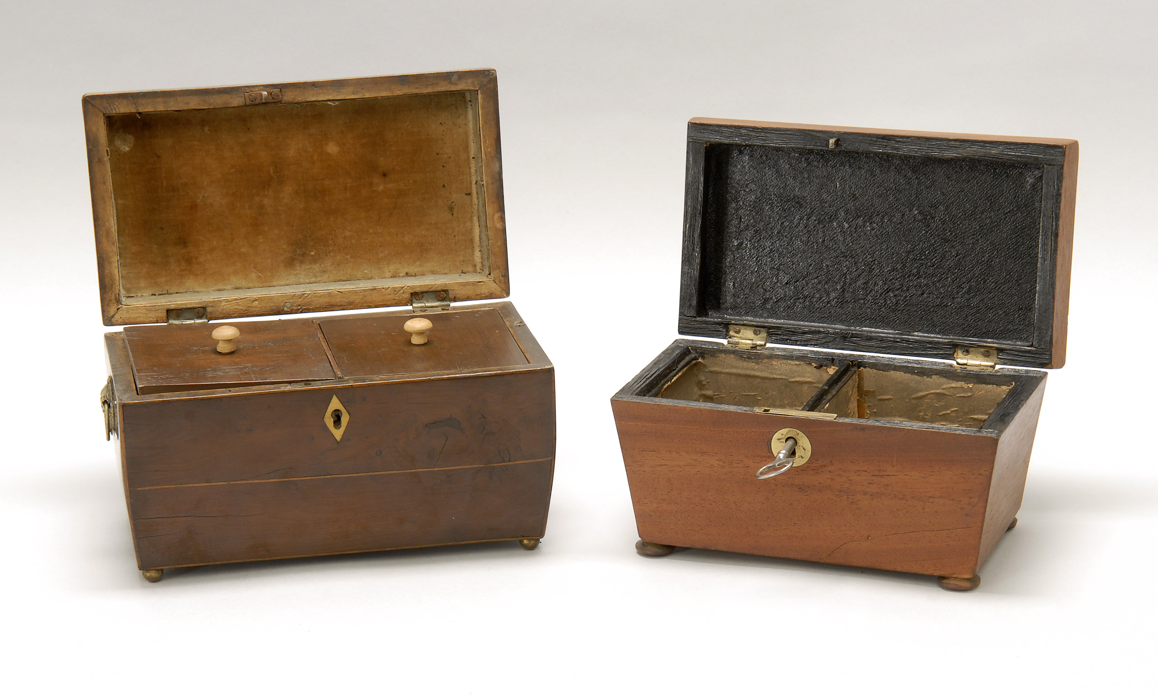 Appraisal: TWO TH CENTURY ENGLISH TEA CADDIES Both in rectangular form