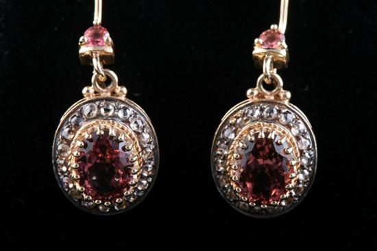 Appraisal: PAIR VICTORIAN STYLE K YELLOW GOLD TOURMALINE AND DIAMOND DROP