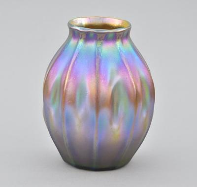 Appraisal: A Tiffany Favrile Vase Purple vase with ribbed ovoid shape