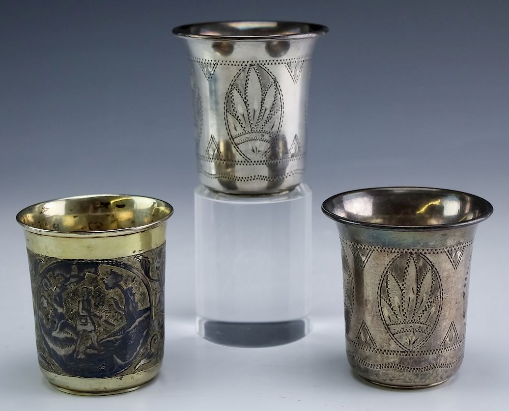 Appraisal: LOT of Russian Silver Judaica Kiddush Cups Lot of three