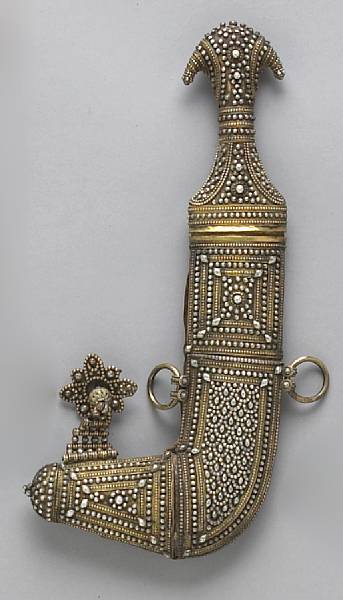 Appraisal: A silver-mounted Arabian jambiyalate th or early th century Curved