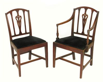 Appraisal: A set of six late George III mahogany dining chairs