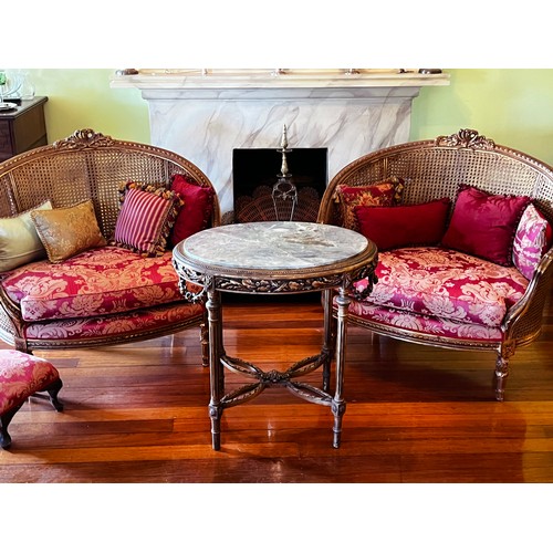 Appraisal: French style Louis XVI salon table with green marble top