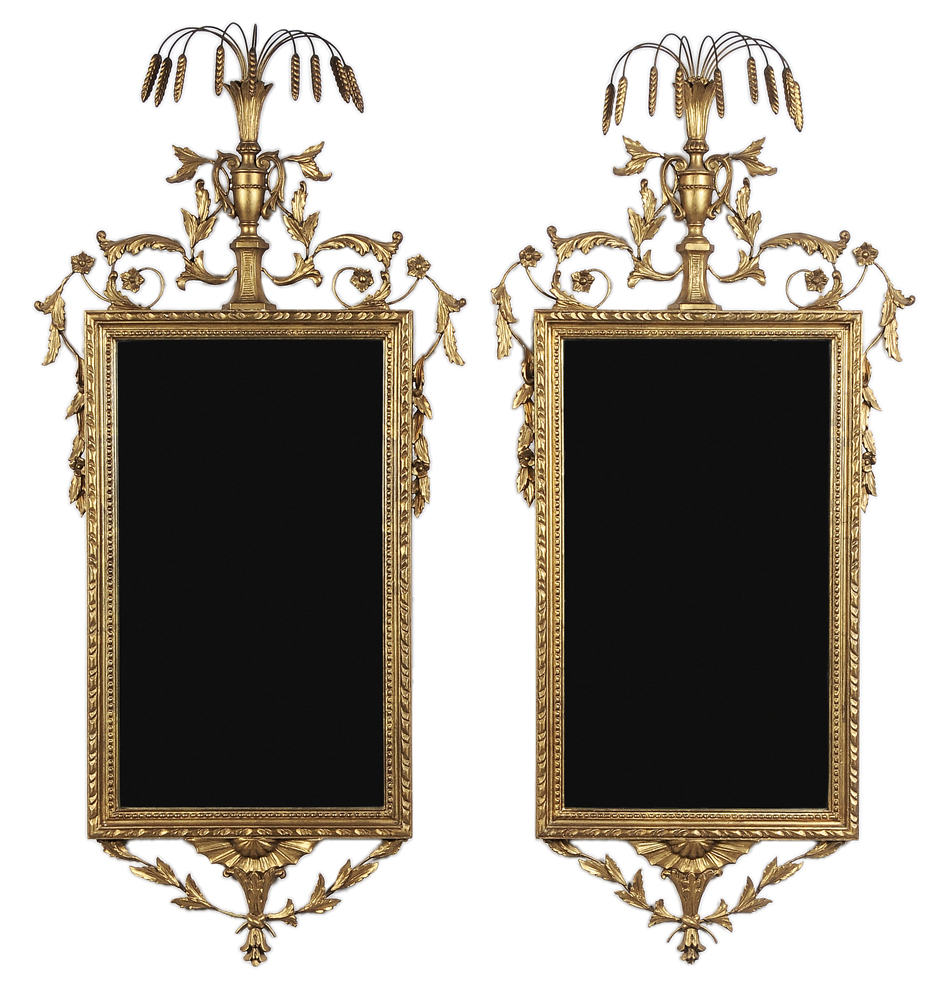 Appraisal: Pair Adam Style Carved and Gilt Mirrors Italian th century