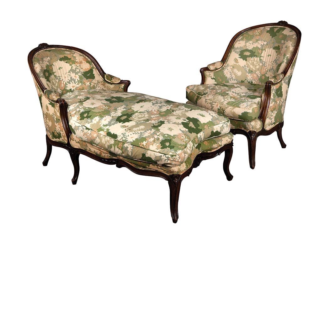 Appraisal: Louis XV Style Walnut Chaise Longue th Century With a