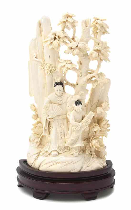 Appraisal: A Set of Two Ivory Figures post Republic period depicting