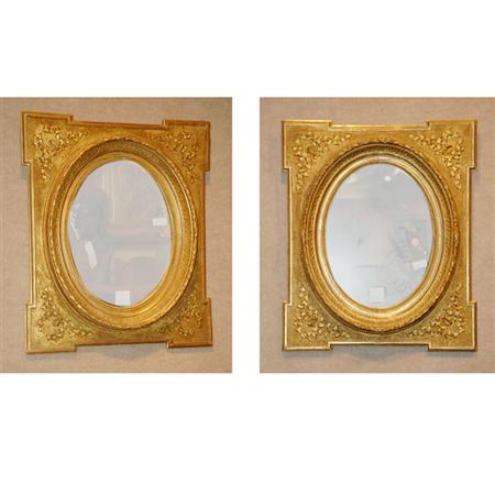 Appraisal: Pair of Victorian Gilt Decorated Mirrors Estimate -