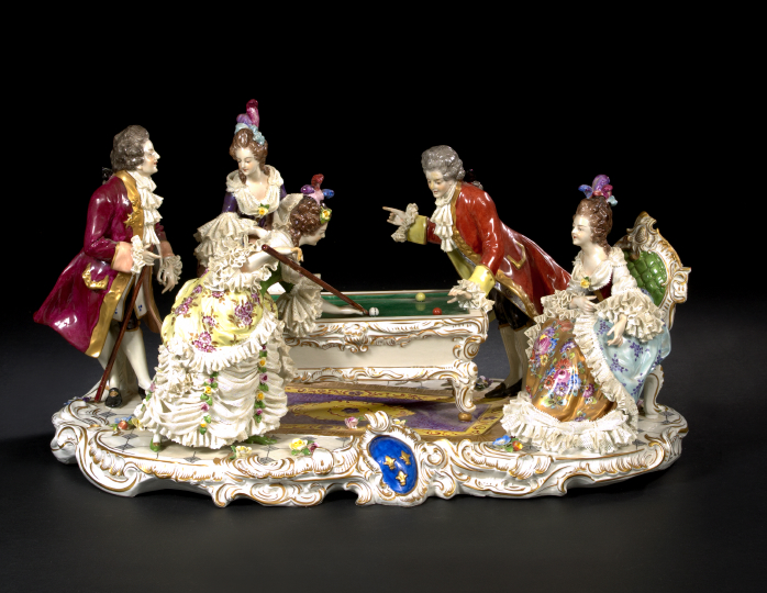 Appraisal: Elaborate Dresden Lace Figural Group ca by Oldest Volkstedt Porcelain