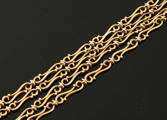 Appraisal: An Antique Continental gold guard chain The ct gold fancy