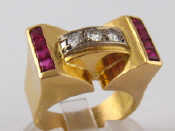 Appraisal: An carat gold Art Deco synthetic ruby and diamond ring