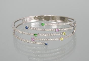 Appraisal: A Pretty Diamond and Multi Color Sapphire Bracelet k white