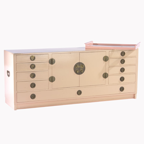 Appraisal: DUNBAR Painted credenza with nine drawers two doors removable glass