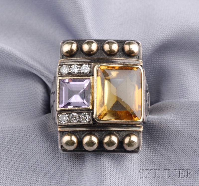 Appraisal: Silver Gem-set Ring Cozzolino c s set with a buffed