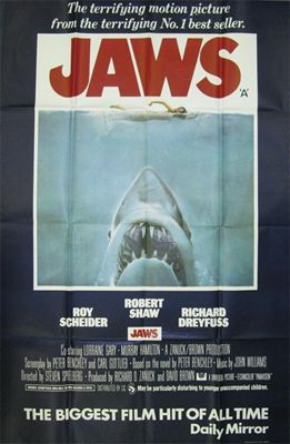 Appraisal: Jaws' a large film poster printed by W E Berry