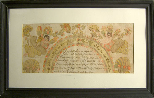 Appraisal: Blousy Angel Artist fraktur remnant dated x