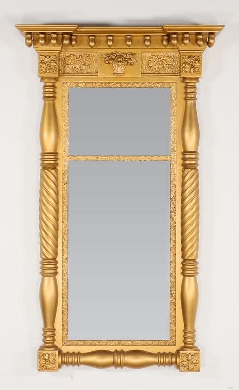 Appraisal: FEDERAL GILT TRUMEAU MIRRORFederal gilt Trumeau mirror th century Split