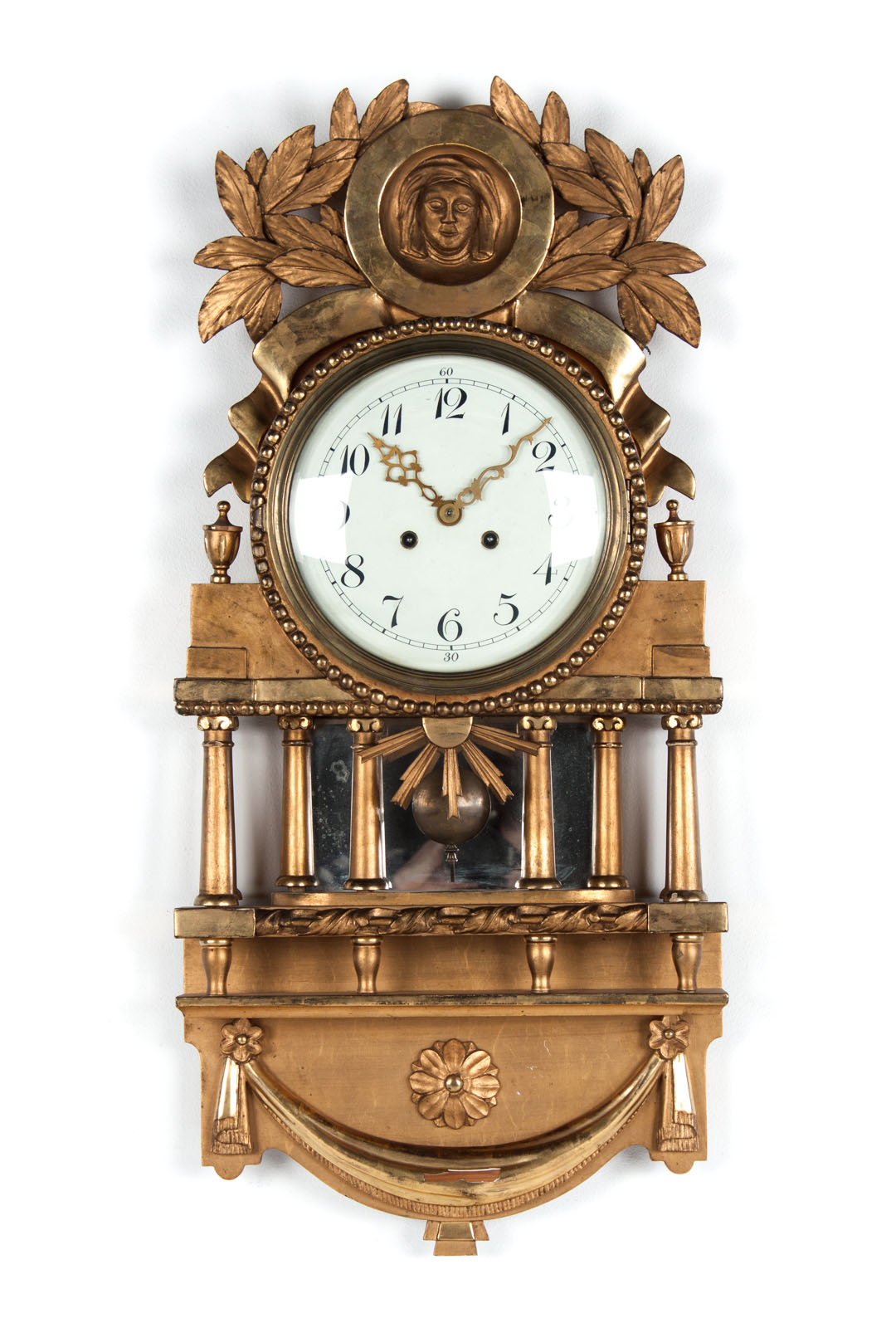 Appraisal: French Empire style giltwood wall clock cornice with circle having