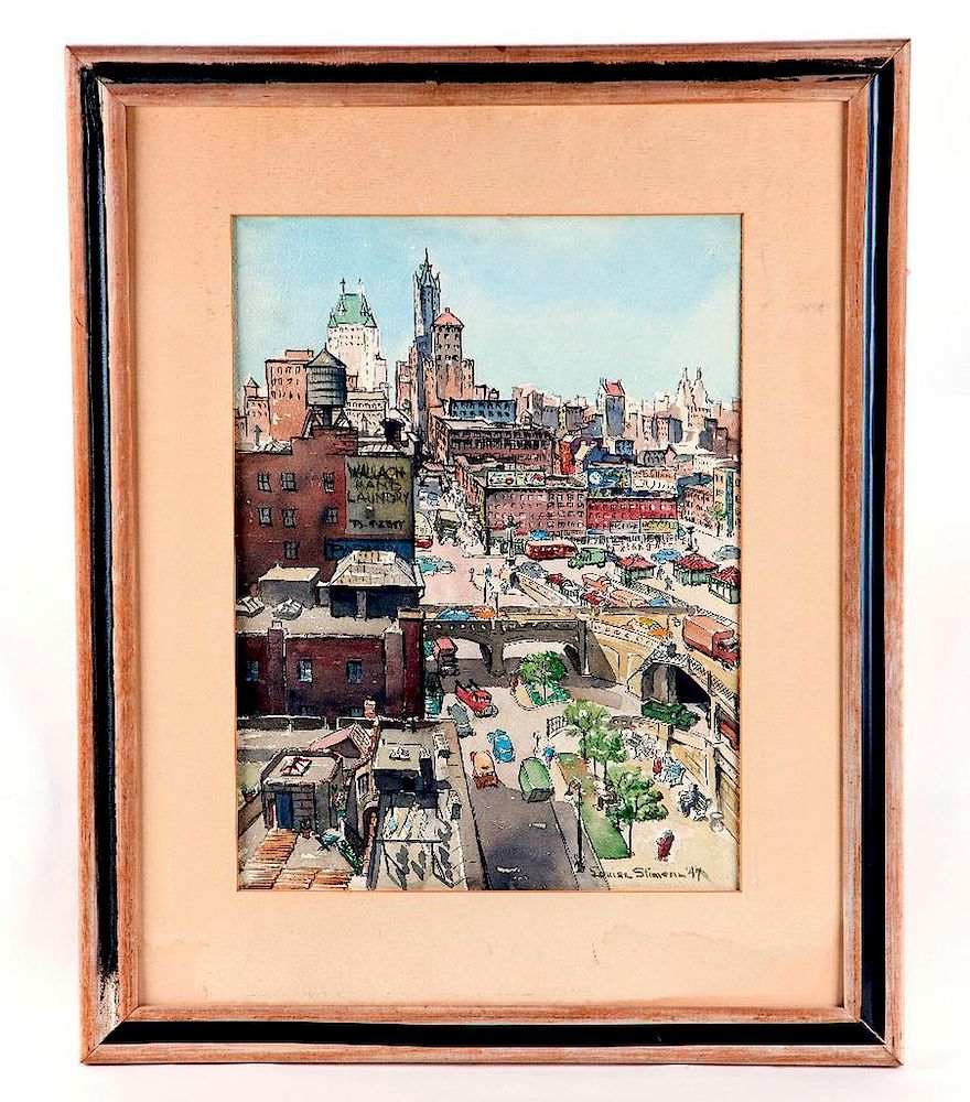 Appraisal: Louise Stimsan Artist Louise Stimsan Title 's American cityscape Signature