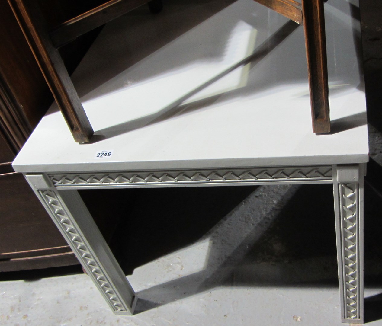 Appraisal: A th century white painted square table