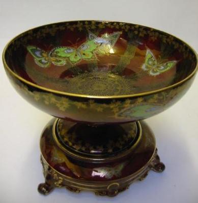 Appraisal: A DEVON FIELDINGS SYLVAN LUSTRINE PATTERN PEDESTAL BOWL AND STAND