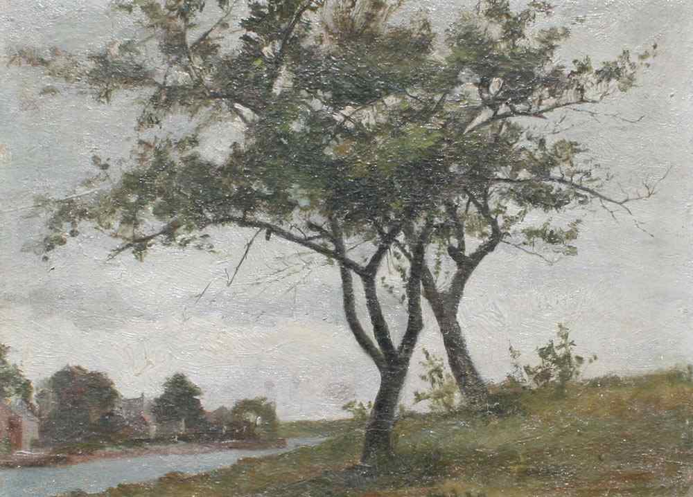 Appraisal: BARBIZON LANDSCAPE WITH VILLAGE AND STREAM C OIL Canvas ''