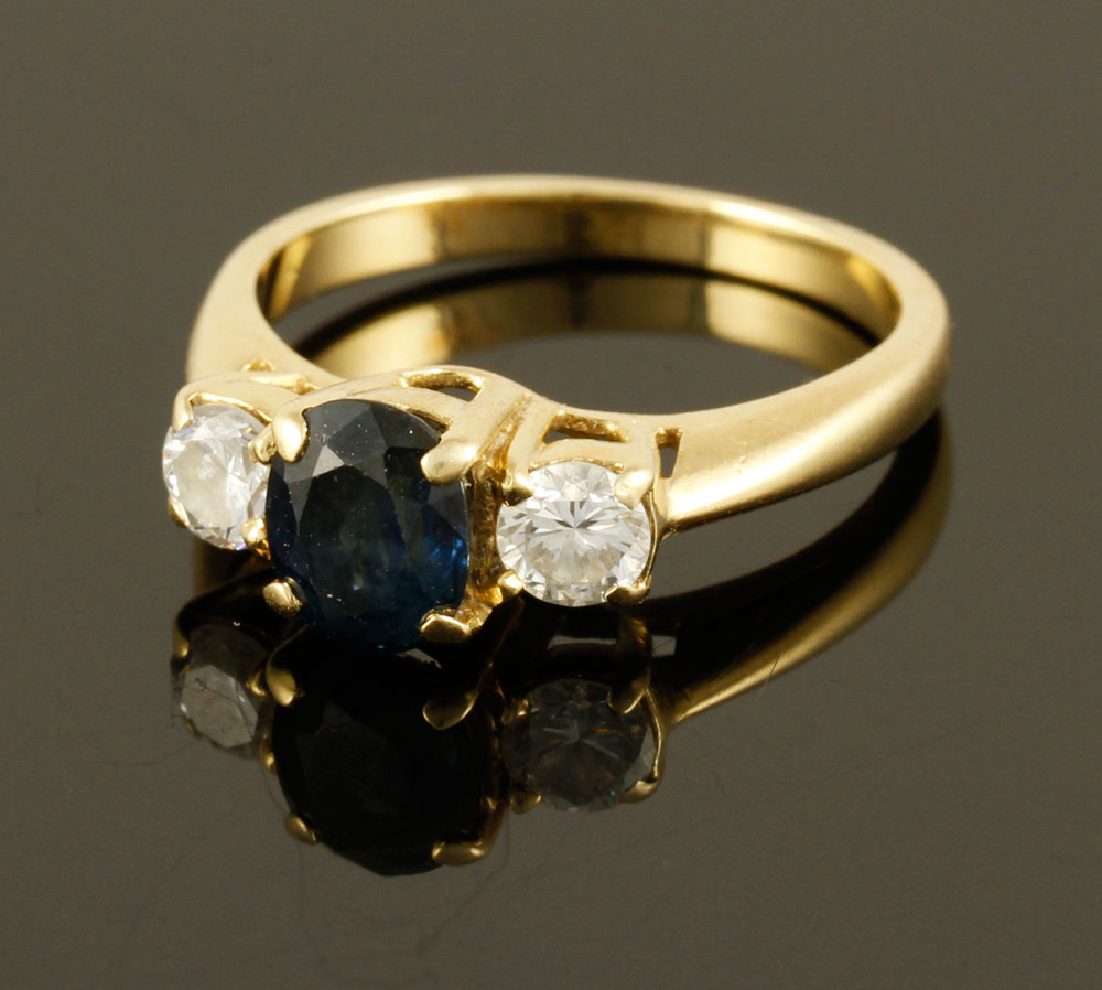 Appraisal: - K Diamond and Sapphire Ring K yellow gold diamond