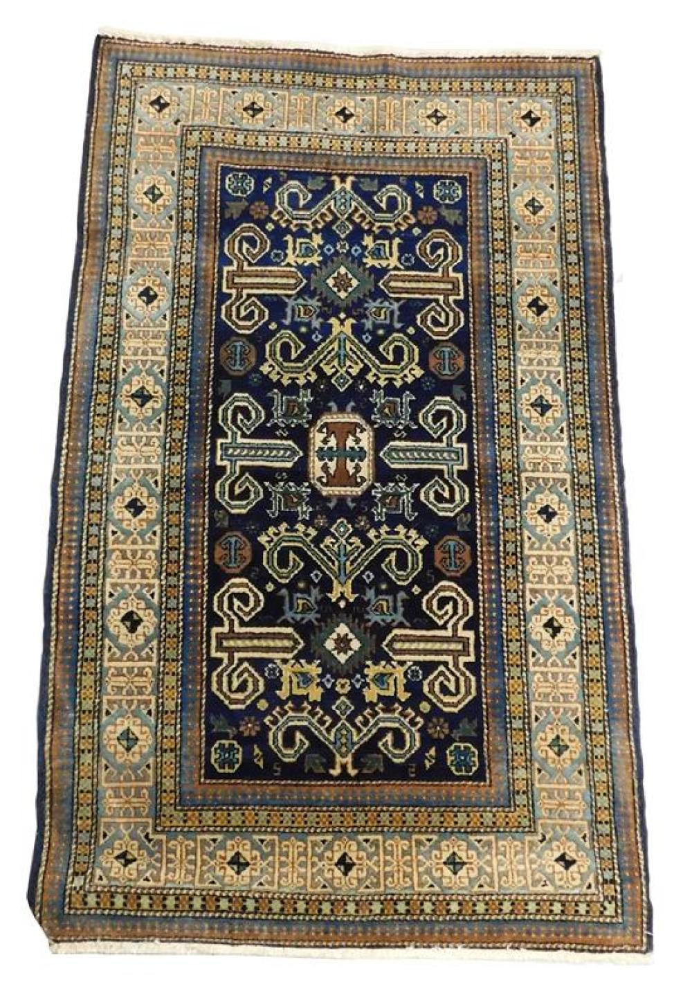 Appraisal: RUG Antique Persian Caucasian design ' x ' navy perepedil