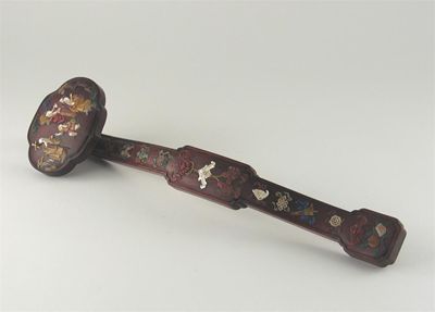 Appraisal: A Chinese hardwood sceptre inset in mother of pearl and