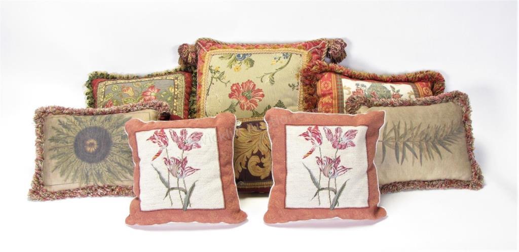 Appraisal: Group of Decorative Pillows eight total including pair of square