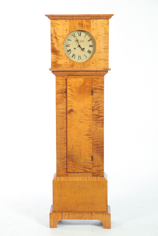 Appraisal: REPRODUCTION CLOCK American late th century curly maple unsigned Grandmother