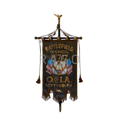 Appraisal: GETTYSBURG MASONIC BANNER Silk with hand-painted decoration mid late th