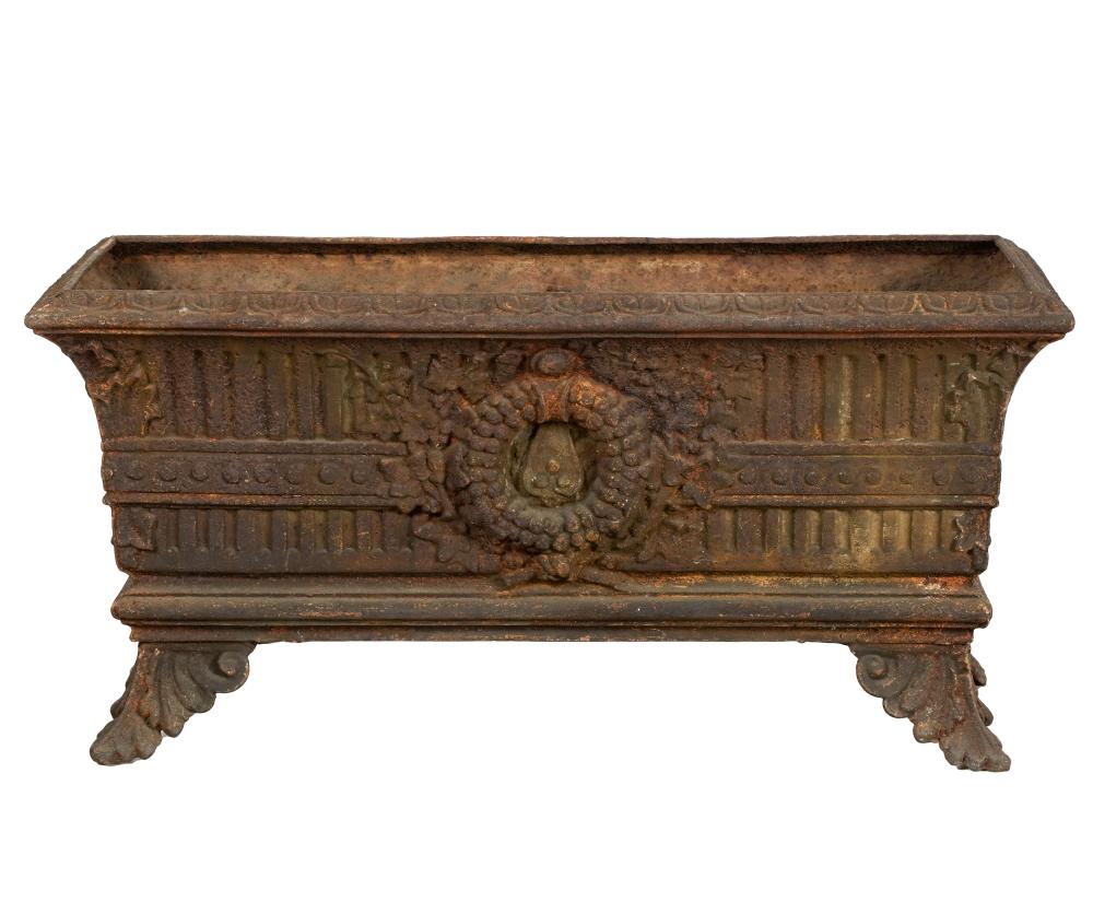 Appraisal: NORMAN LEAR NEOCLASSICAL-STYLE IRON PLANTERwith opening to base no liner