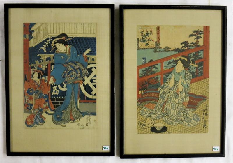 Appraisal: UTAGAWA KUNISADA TWO COLOR WOODCUTS Japan - Portraits of Geisha