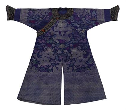 Appraisal: Chinese silver thread and blue ground 'dragon' robe late qing