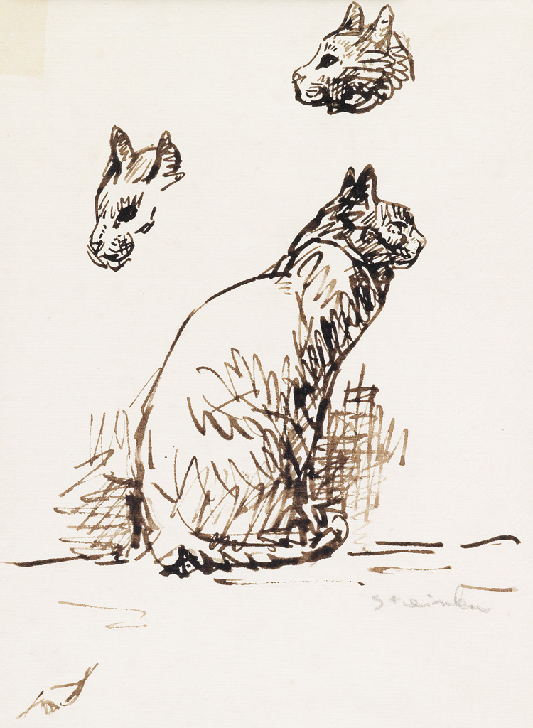 Appraisal: TH OPHILE STEINLEN tudes de chat siamois Brush and India