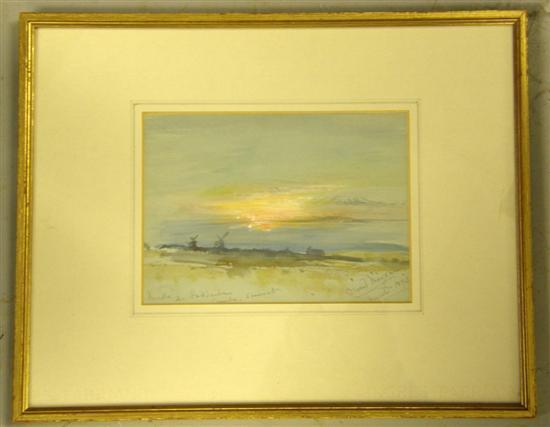 Appraisal: Owen Frederick Morgan - 'Mills Nr Haddenham Cambs Sunset' signed