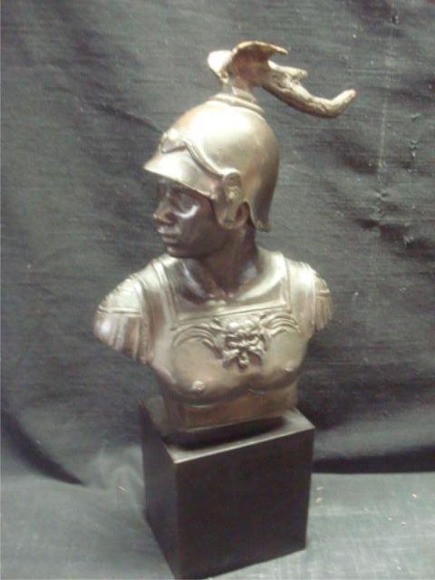 Appraisal: Bronze Neoclassical Bust of a Soldier on Wood Base From