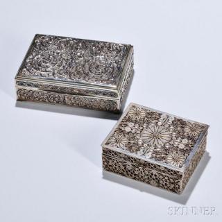 Appraisal: Two Silverwork Boxes China and Thailand th century both rectangular