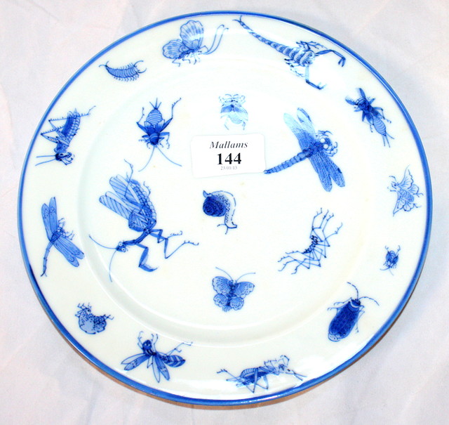 Appraisal: A CHINESE BLUE AND WHITE PORCELAIN PLATE decorated insects and