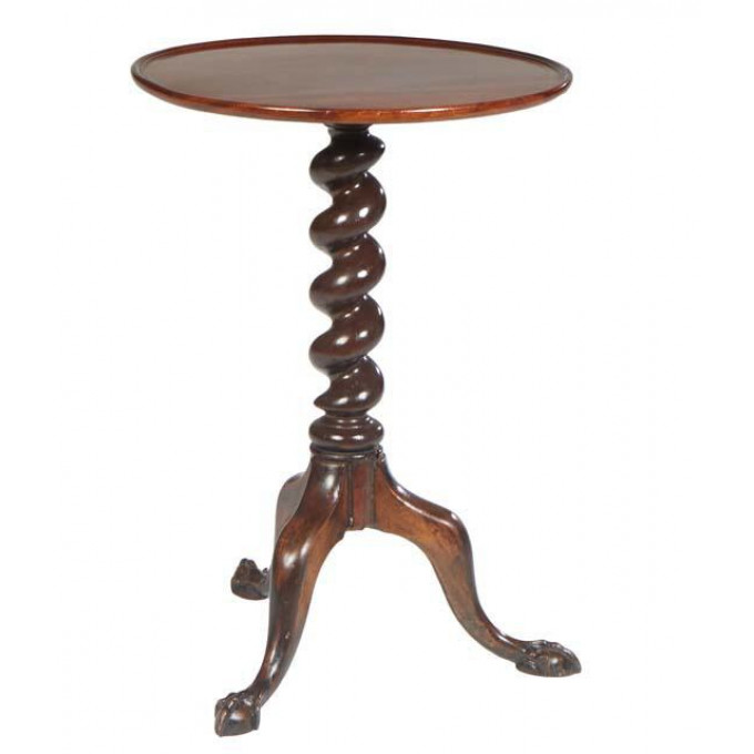 Appraisal: English Carved mahogany Chippendale Style Candle Stand c the dished