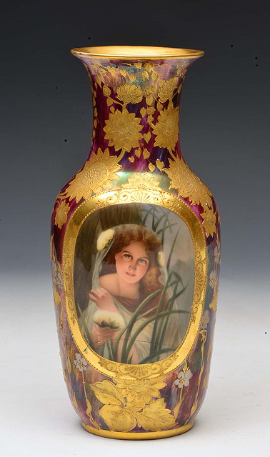 Appraisal: A VIENNA PORCELAIN VASE of tapering form decorated an oval