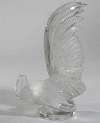 Appraisal: A modern Lalique frosted glass cockerel paperweight etched Lalique France