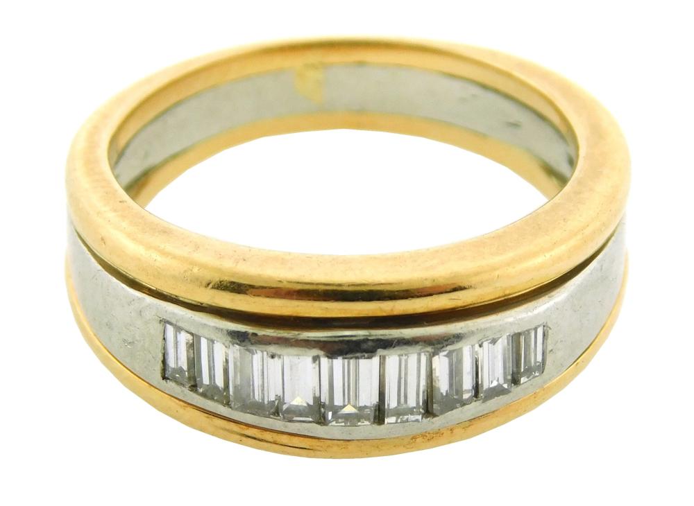 Appraisal: JEWELRY K yellow gold and platinum band inset with diamond