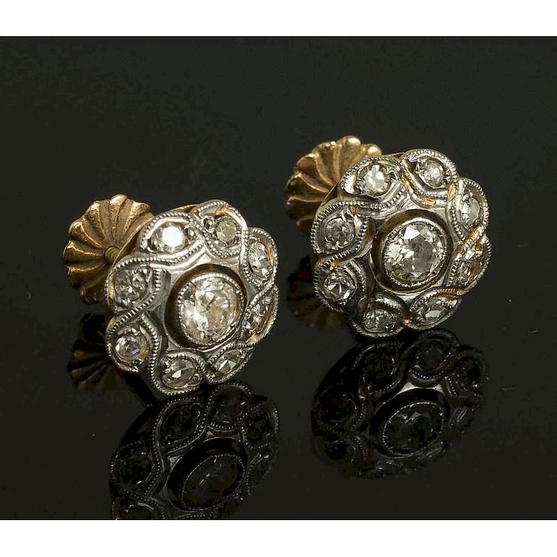 Appraisal: Diamond k Gold Earrings Pair of k gold earring containing